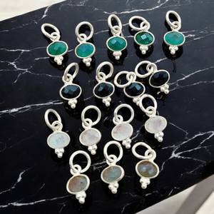 Lunette ovale plaquée or, breloques en gros faites à la main, bijoux faits main, pendentifs ovales, pierre de naissance naturelle, breloques en argent pour cadeaux - Product Image 5