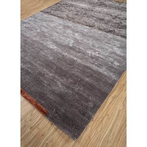 Tapis Urban Pause en laine et soie de bambou Kavi, noué à la main, motif abstrait gris et noir, pour salon, couloir, chambre - Esk-364 - Product Image 2