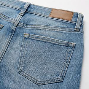 Jeans skinny ajustés pour femmes, tendance actuelle, de haute qualité, décontractés, couleur personnalisée, pantalon en denim délavé, logo à la taille, pantalon - Product Image 5