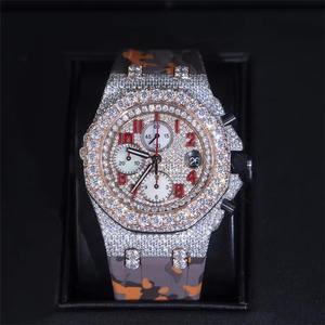 Montre pour homme certifiée EGL, diamant Moissanite VVS, coupe baguette, mouvement mécanique de luxe, résistante à l'eau 10m, style Hip Hop, entièrement - Product Image 1
