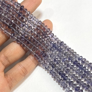 Perles naturelles en forme de rondelle à facettes en iolite, perles de pierres précieuses 5.5-6.5MM, magasin de perles en gros pour la fabrication de bijoux - Product Image 4