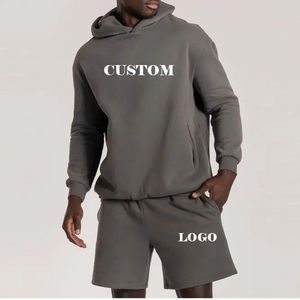Conjunto de 2 piezas deportivo para hombre con logotipo personalizado, sudaderas con capucha y pantalones cortos, jersey con capucha, conjuntos de joggers cortos - Product Image 5
