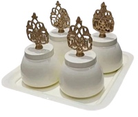 Pot de fruits secs en métal blanc classique avec couvercle à bouton et plateau pour Festival Diwali Table à manger décor bocaux à noix stockage et affichage