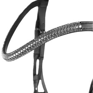 Brida anatómica con banda para cejas de cristal, venta al por mayor, nueva brida de cuero para filete de caballo de alta calidad en negro - Product Image 3