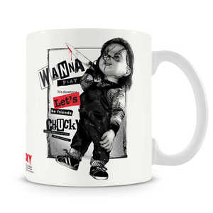 แก้วกาแฟลายการ์ตูนชัคกี้ ฝาปิดสำหรับไมโครเวฟและเครื่องล้างจาน ปลอดภัยต่อสุขภาพ ทำจากเซรามิก - ของขวัญสุดน่ารัก "มาเป็นเพื่อนกันเถอะ" - Product Image 1