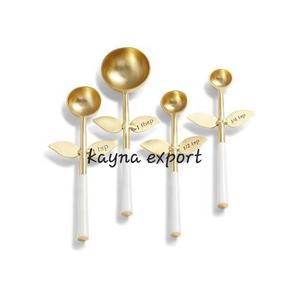Juego de 4 cucharas de té medidoras de acero inoxidable de lujo, cubiertos de cocina, cuchara medidora elegante con chapado en oro para uso en hoteles - Product Image 3
