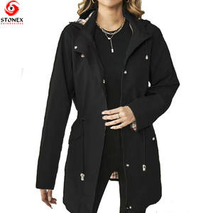 Veste coupe-vent longue à capuche imperméable et à séchage rapide pour femmes grandes tailles, fermeture éclair respirante, couleurs personnalisées OEM, vêtements d'hiver - Product Image 4