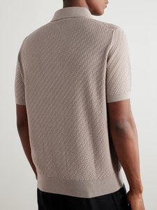 เสื้อกอล์ฟของผู้ชายเสื้อลำลองแขนสั้นพอดีตัวระบายอากาศผ้าฝ้าย100% สีทึบพิมพ์ลายถักฤดูร้อนสำหรับโปโล - Product Image 3