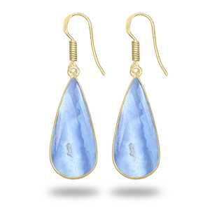 Pendientes de Ágata Azul con Encaje, los Más Vendidos, Minimalistas, Hechos a Mano, Joyería Fina al por Mayor para Mujer, Exportador, Pendientes Chapados en Oro de 18K - Product Image 1