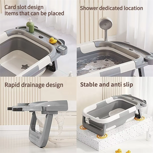 Artículos esenciales <span class=keywords><strong>para</strong></span> bebé recién nacido Bañera <span class=keywords><strong>para</strong></span> bebé con cojín de soporte antideslizante Baño de bebé plegable portátil de viaje <span class=keywords><strong>para</strong></span> recién <span class=keywords><strong>nacidos</strong></span> - Product Image 2
