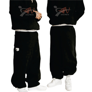Custom Streetwear Baggy Sweatsuit Cotton <b>Plain</b> <b>Tracksuits</b> for Men Heavy Weight Sweatpants and Hoodie Set - Product Image 5