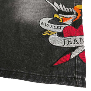 กางเกงขาสั้นผ้ายีนส์ขาสั้นสำหรับผู้ชายกางเกงขาสั้นทรงหลวมปักโลโก้ฤดูร้อนยอดนิยม2025 - Product Image 6