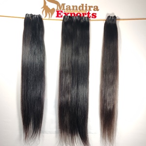 Wholesale 100% Unprocessed Natural Virgin Human Hair Extensions Black Color Kinky Long Straight Indian Hair in Water Wave Style - Product Image 5