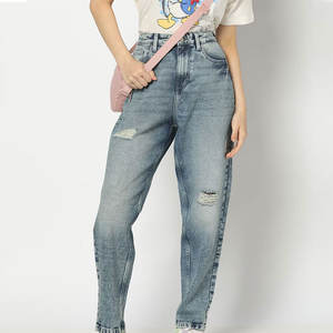 Nueva llegada Respetuoso con el medio ambiente Precio barato Mujeres Pantalón acampanado 2025 Presupuesto de alta venta Friendly Color sólido Mujeres Jeans Pant - Product Image 1