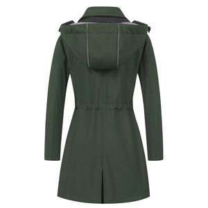 Ladies Long Soft Shell Outdoor Jacket for Autumn Spring Water Resistant Windproof Waterproof with Hood Multi-Pocket Multi-Zipper - Product Image 6