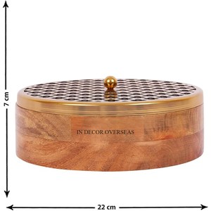 Precioso aspecto Color azul Diseñador único Alta calidad estándar Hecho de madera Forma redonda Chapati y suministro de contenedores de almacenamiento de alimentos - Product Image 3