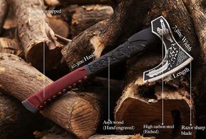 Hacha Vikinga Hecha a Mano de Acero con Alto Contenido de Carbono de Grado Industrial, Mango de Madera Natural, Funda de Cuero. Hacha Multiusos para Camping y Actividades al Aire Libre - Product Image 4