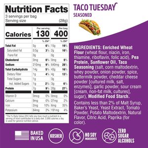 Pretzels protéinés Lenny & Larry's [Taco Tuesday] FITZELS - Collation croustillante, salée, savoureuse et délicieuse - 8 sachets, 3 oz chacun - Product Image 2