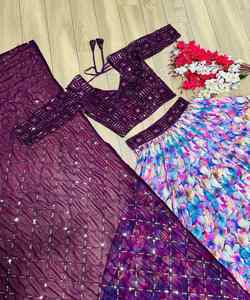 Conjunto de ropa de oficina contemporánea Lehenga Choli: elegante y elegante para reuniones de trabajo Ropa de oficina contemporánea Lehenga Choli - Product Image 6