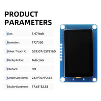 GoldenMorning 1.47 Inch IPS LCD Touchscreen Development Board ESP32-C3 WiFi USB Type-C Modul Layar Pintar IoT Berwarna Penuh