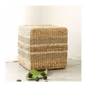 <b>Square</b> Mix Water Hyacinth Seagrass Handwoven Eco-Friendly Multifunction Storage <b>Basket</b> Vietnamese-Made Seat Cushion Stool Living - Product Image 1