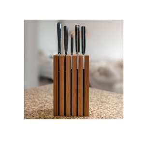 Bloc de couteaux magnétique en bois d'acacia présentoir pour ustensiles de cuisine porte-couteau en bois avec fentes catégorie de produit blocs et sacs à roulettes - Product Image 1