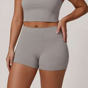 Pantalones cortos atléticos de yoga para mujer de cintura alta ajustados con estilo, pantalones cortos de entrenamiento para mejorar el rendimiento de los glúteos sólidos - Product Image 3