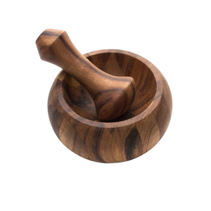 Utensilios de cocina tradicionales Mortero y Maja de madera Suministro al por mayor de herramientas de cocina Griding Mortero y Maja de hierbas - Product Image 1