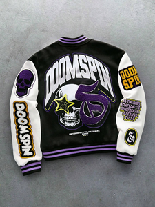 Veste universitaire personnalisée en laine 100% et cuir véritable pour hommes, broderie chenille, vestes de baseball avec service OEM - Product Image 2