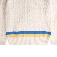 Pull en laine 100% coton à col en V brodé, manches longues, respirant, pour homme, avec logo personnalisé sur le devant et doublure en laine