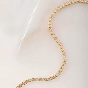 Conception populaire solide 14K jaune incolore plaqué or rond vvs Moissanite diamant réglage Tennis Bracelet bijoux de mode - Product Image 2