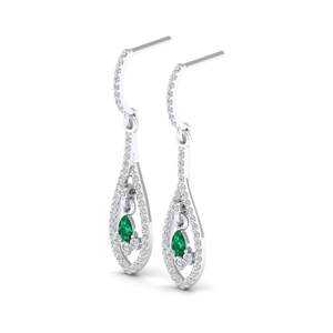 Pendientes Colgantes de Plata de Ley 925 Hechos a Mano REYES con Gema de Esmeralda de Corte Pera de 0.42 Quilates, Joyería de Moissanita con Certificado GRA - Product Image 2