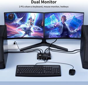Commutateur KVM HDMI SYONG, HDMI 2.1 double port, double partage, sélecteur d'un seul moniteur, boîte de sélection, 8K60Hz 4K120Hz, 4 ports USB 3.0, commutateur KVM - Product Image 4