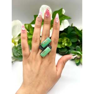 Navajo Handmade <b>Adjustable</b> Statement <b>Ring</b> Kingman Turquoise & Sterling Silver Gemstone for Everyday Wear Fine Jewelry - Product Image 5