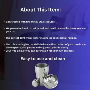 Venta al por mayor de calidad de acero inoxidable grande Bartender Shaker Metal Margarita Mixer para bebidas mixtas coctelera de fabricante - Product Image 5