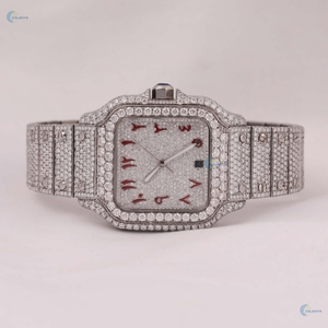 Luxury Red <b>Arabic</b> <b>Numeral</b> Full Iced Out <b>Watch</b> VVS1 Moissanite Wrist <b>Watch</b> Customized Men's <b>Watch</b> - Product Image 1