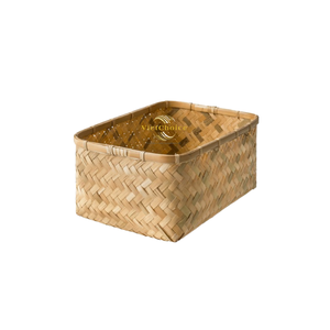 Panier en bambou tissé à la main Vietchoice, organisateur de rangement écologique, capacité de 6 à 10 L, pour la maison, la cuisine, la salle de bain - Product Image 3