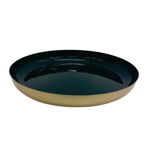 เครื่องใช้ในบ้านจานเหล็กกลมสีเขียวและสีทองขนาดกลางจานเสิร์ฟสำหรับโรงแรมและอุปกรณ์งานเลี้ยง - Product Image 1