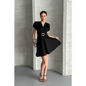 Minivestido con cuello en V y mangas abullonadas - Product Image 6