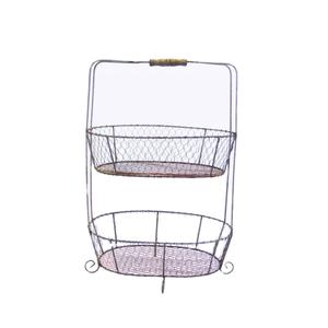 วินเทจโลหะลวดไก่2ชั้นผลไม้และผักยืนตะกร้าเก็บสำหรับห้องครัวและ Pantry ลวดโลหะแฟนซีตะกร้าไข่ - Product Image 1