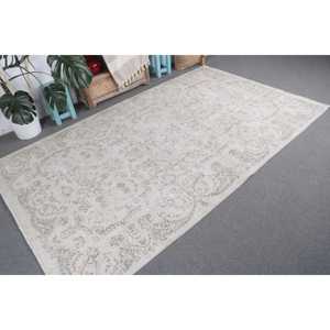 Turkish Large Rug 5.3x8.9 ft, White <b>Brown</b> Abstract Rug <b>Wool</b> - Product Image 4