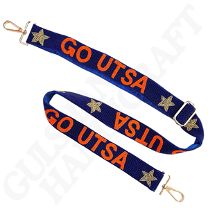 Officially Licensed Go Yankees Beaded Purse Strap <b>Navy</b> White Pinstripe Cotton Adjustable Crossbody Embroidery Needlework - Product Image 3