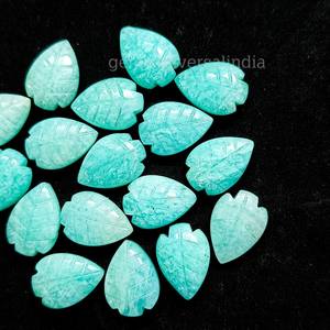Amazonite bleue fantaisie forme de feuille sculpture pierres précieuses en vrac 8x10MM poli à la main Amazonite sculpté perles de pierres précieuses pour la fabrication de bijoux - Product Image 3