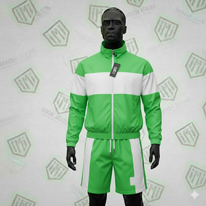 ชุดเซ็ตเสื้อแจ็คเก็ตมีฮู้ดซิปและกางเกงขาสั้นผ้าฝ้ายแท้ 100% สไตล์สตรีทแวร์สำหรับผู้ชาย ระบายอากาศได้ดี เป็นมิตรกับสิ่งแวดล้อม เหมาะสำหรับฤดูร้อน - Product Image 5