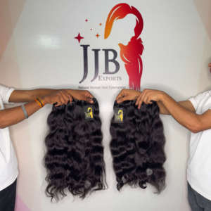 มัดผมมนุษย์ธรรมชาติผมคนจากอินเดียแบบมัดผมถักเปียที่มีหนังกำพร้าเป็นลอนลึก - Product Image 1