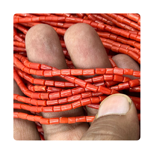 Collar de piedras preciosas de Coral italiano, cuentas de alta calidad, pulido suave, forma de tubo de 4mm, aproximadamente 20 pulgadas de largo, joyería de Coral italiano - Product Image 2