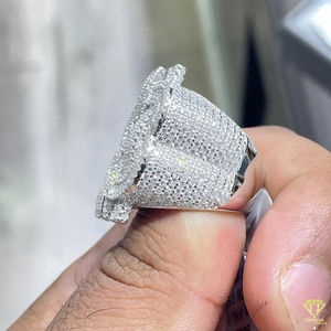 Bague pour homme entièrement glacée en laboratoire, bague de signe Hip Hop Dollar, bague de culture de laboratoire ronde Hip Hop, bague personnalisée - Product Image 4