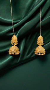 Juego de pendientes de calidad de exportación 100% con diseño tradicional de 22CT chapado en oro estilo Jhumka pendientes joyería para mujer - Product Image 3