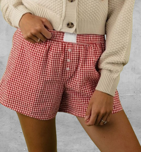Short à séchage rapide 100% coton de haute qualité pour femmes taille élastique à carreaux imprimé de logo personnalisé OEM chaud disponible - Product Image 2