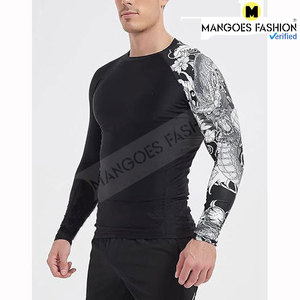 Camiseta de compresión unisex para MMA, manga larga, transpirable, de secado rápido, antibacteriana, 100% algodón, con logo personalizado. - Product Image 3